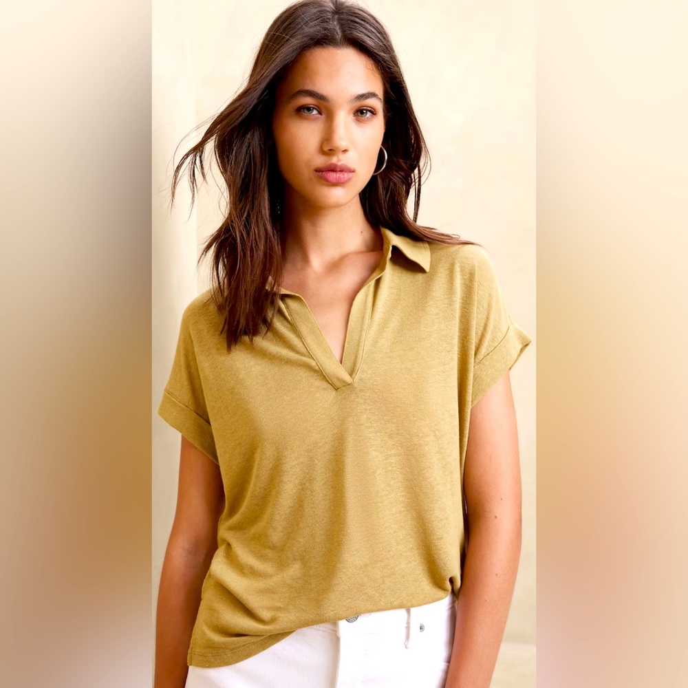 Banana Republic Linen-Blend Polo NWT